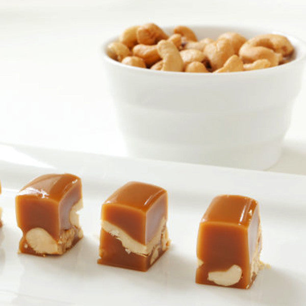 cut squares of caramel